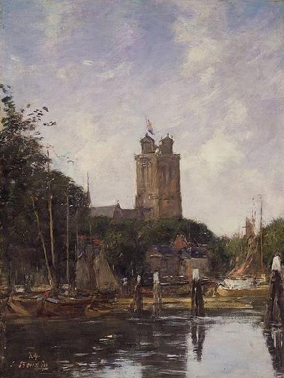 Eugene Boudin Dordrecht the Grote Kerk from the Canal Germany oil painting art
